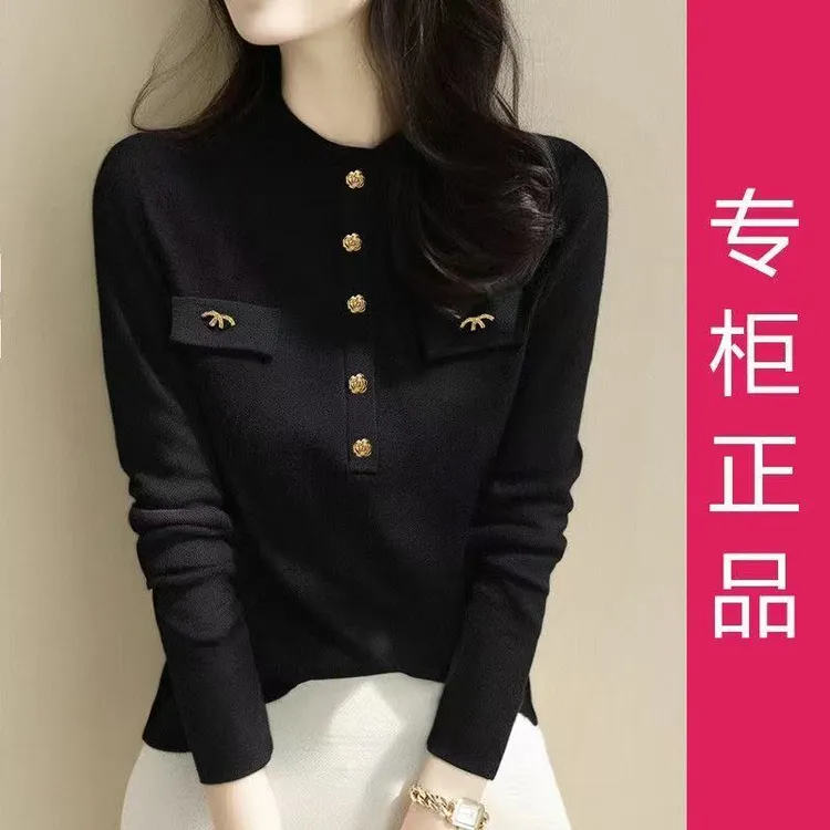 半高领打底衫女长袖秋冬2025新款显瘦修身毛衣气质百搭针织上衣服