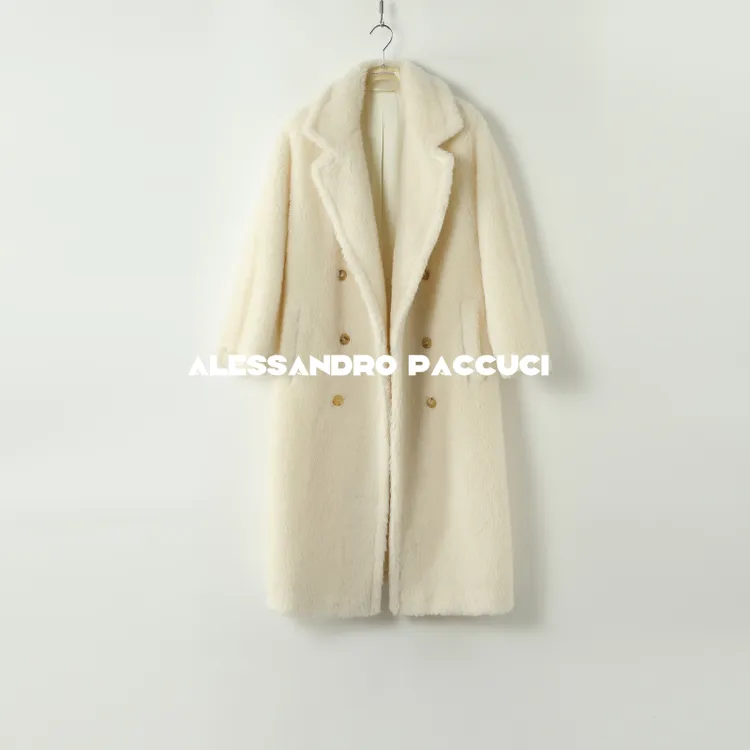 AP洛哥44019DY【泰迪绒大衣】羊驼毛+绵羊毛双排扣经典驳领大衣24冬