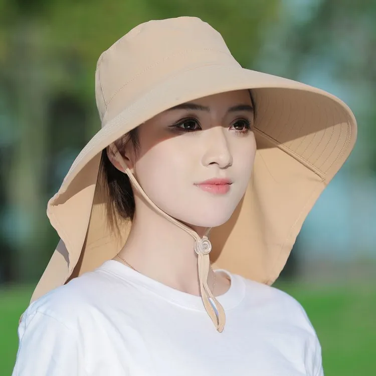 大帽檐防晒帽女遮脸披肩防紫外线夏季太阳骑行户外遮阳帽子登山帽
