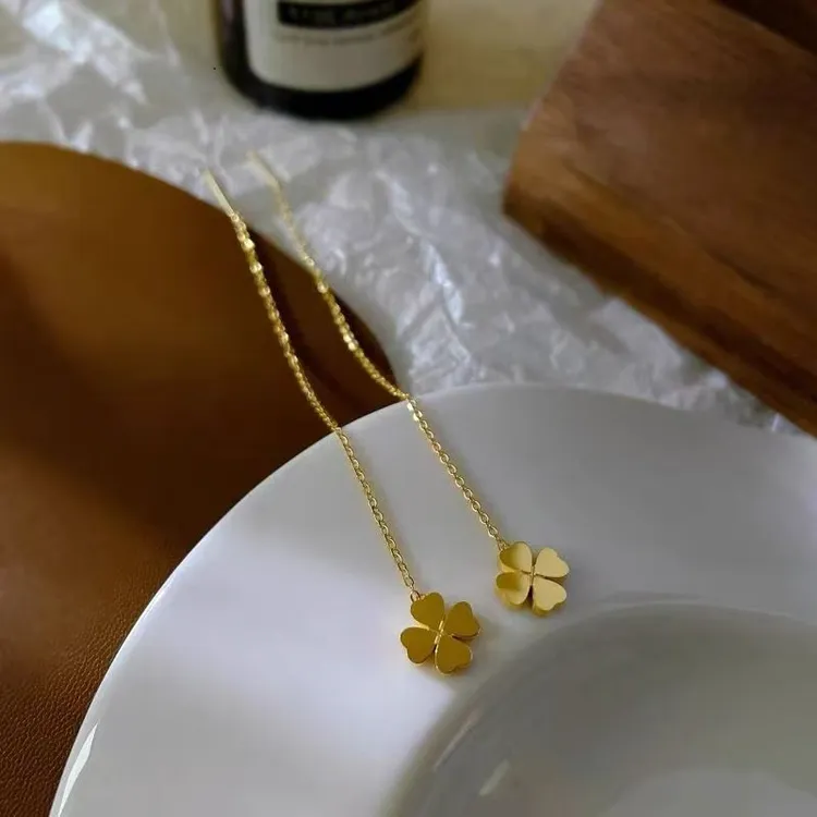 合金耳饰 四叶草耳线精致时尚金色百搭民族风耳钉女士耳线女士