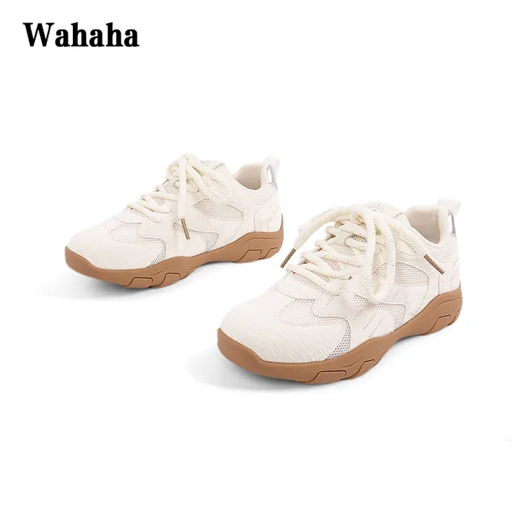 Wahaha/娃哈哈女鞋夏季新款网面透气阿甘鞋百搭平底运动跑步鞋子