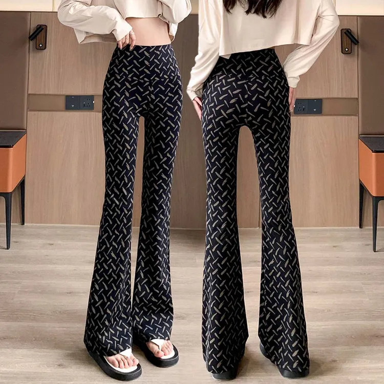 微喇叭鲨鱼裤女秋季新款流行网红洋气薄款弹力垂感瑜伽休闲长裤子