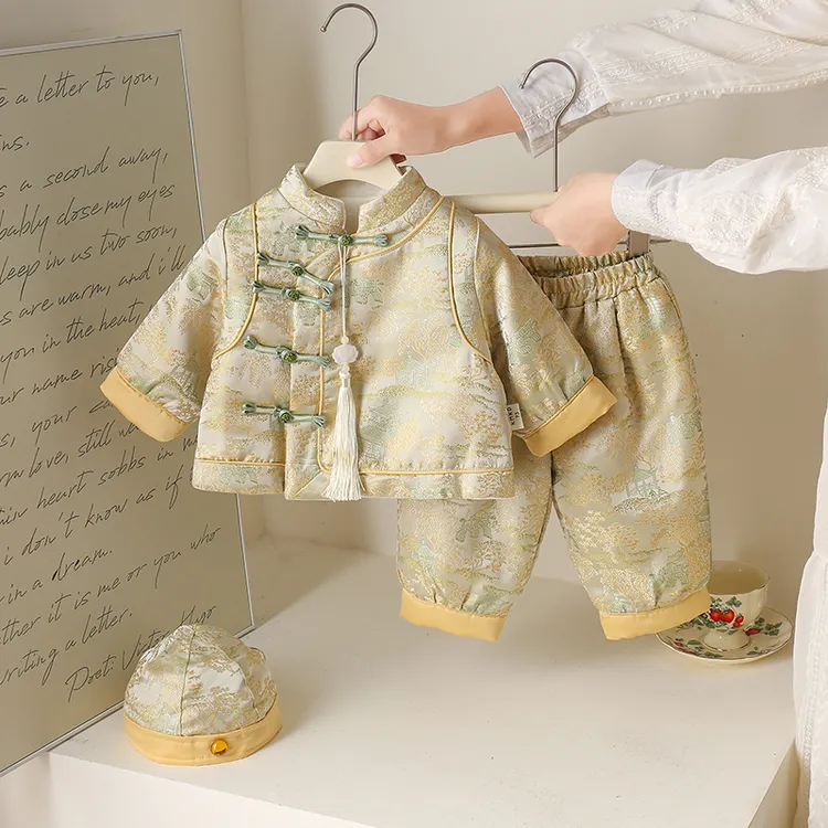 周岁男宝宝礼服婴儿抓周宴衣服男童拜年服新中式唐装国风套装秋冬