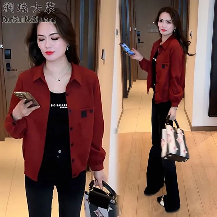 极简风洋气百搭短外套女2025秋季新款小个子穿搭宽松显瘦翻领夹克