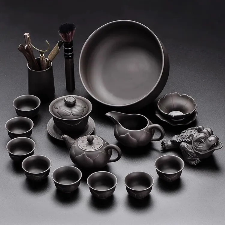 2025新款莲花荷韵紫砂茶具景德镇功夫茶壶泡茶专用茶杯家用办公室
