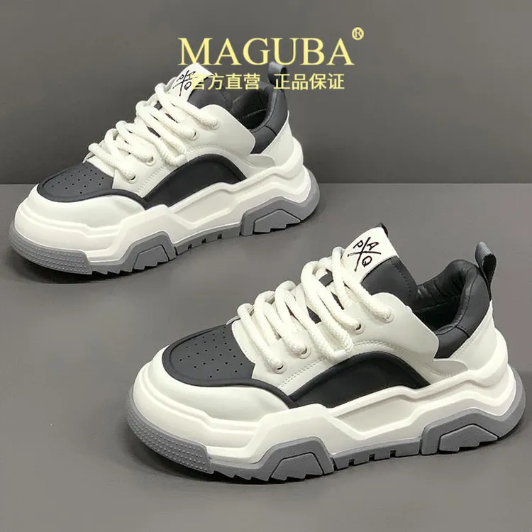 玛古芭轻奢夏季透气老爹鞋男款百搭潮厚底增高鞋运动休闲小白鞋子