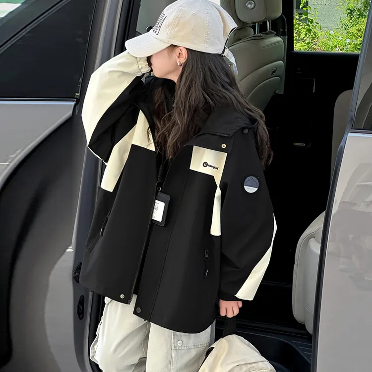 儿童三合一冲锋衣女童外套秋冬加厚保暖韩版学生户外连帽上衣大童