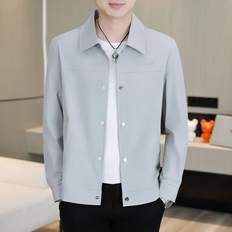 夏季薄款男士防晒衣色商务休闲行政翻领夹克外套上衣男装潮流