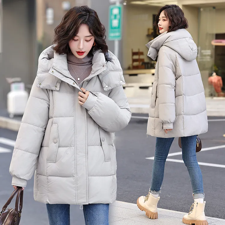 棉服女加厚连帽棉袄外套冬季保暖时尚韩版宽松大码棉衣