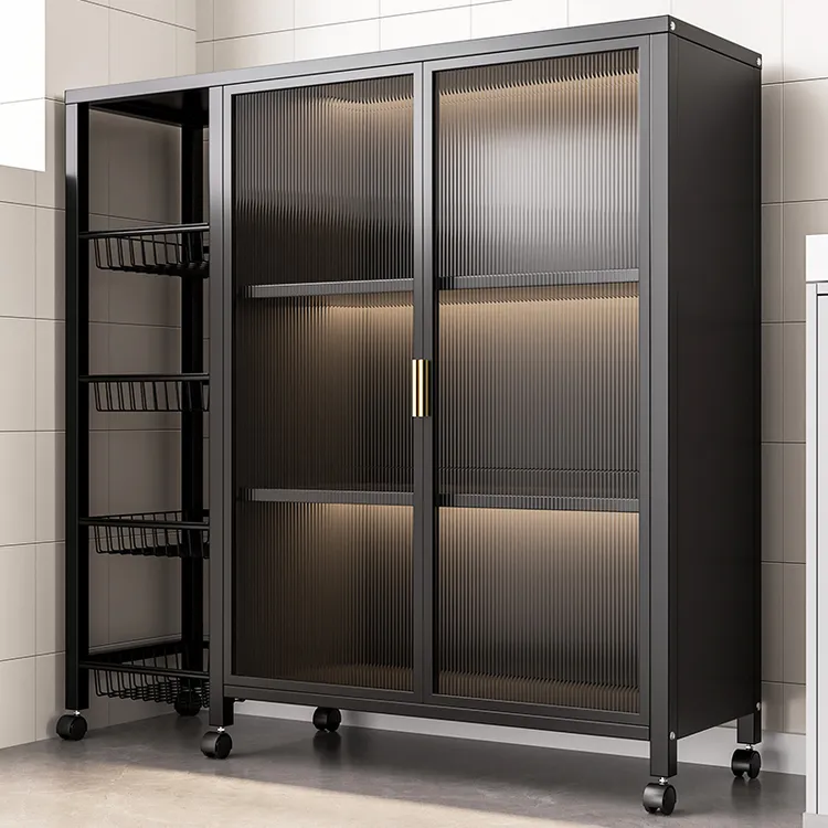 优勤厨房置物架落地多层家用多功能收纳柜子锅碗餐防尘储物橱柜