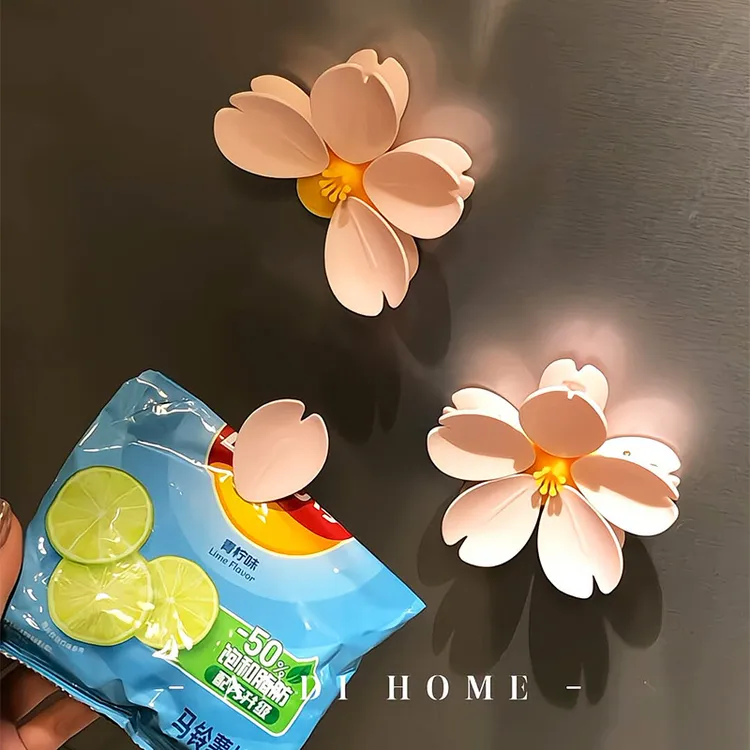 樱花封口夹磁吸冰箱贴防潮高颜值创意食品封口夹磁吸樱花朵冰箱贴