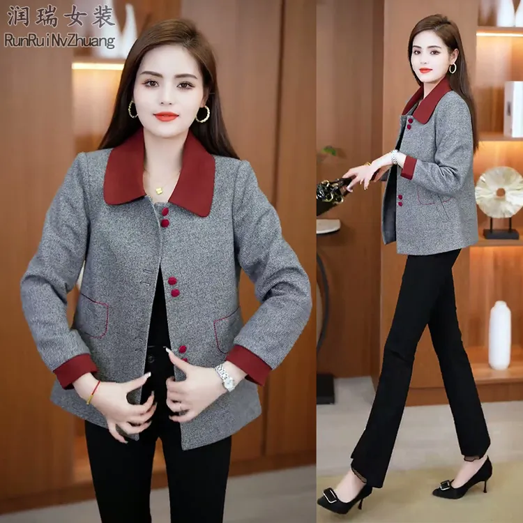 短款短外套秋季宽松型韩版常规春秋中老年女装2025妈妈装气质潮流