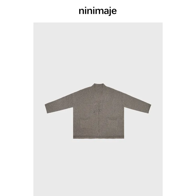 NanBeiBei 古朴卷边一粒扣开衫外套 7086