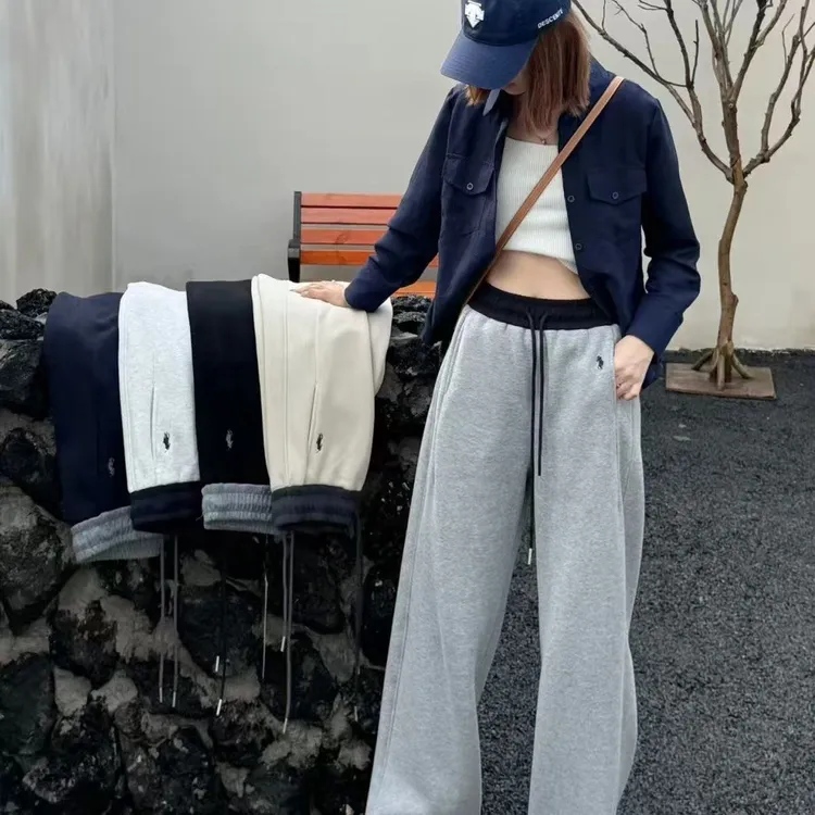 【加绒加厚】美系撞色高腰松紧弯刀裤休闲裤卫裤2