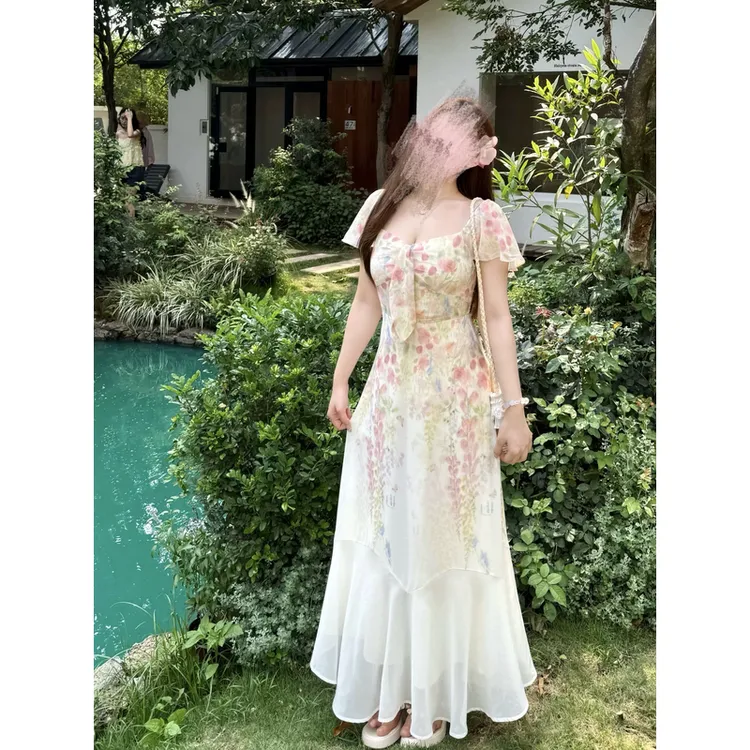 【蜜桃乌龙】300斤特大码胖mm显瘦遮肉气质可爱温柔连衣长裙2025