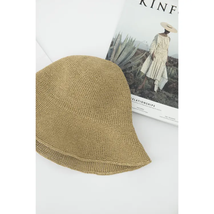 BAYBERYL老贝字母拉菲草色编织帽子DD5B1803