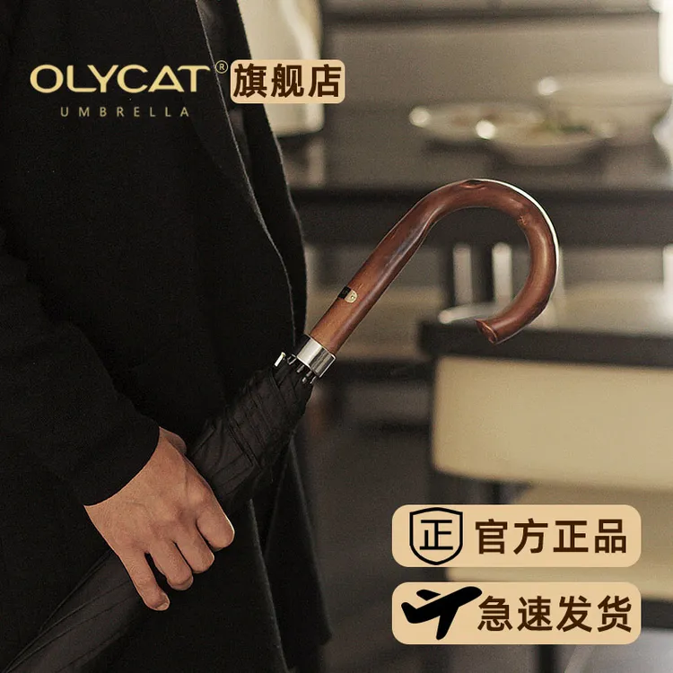 升级款300T长弯柄10骨双人加厚简约商务纯色防暴风长柄雨伞