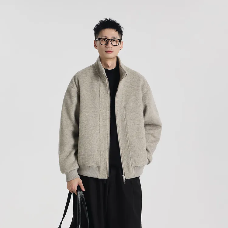 GCCDUPE77『暖域』定织羊毛混纺毛呢短款廓形松弛立领时尚夹克外套