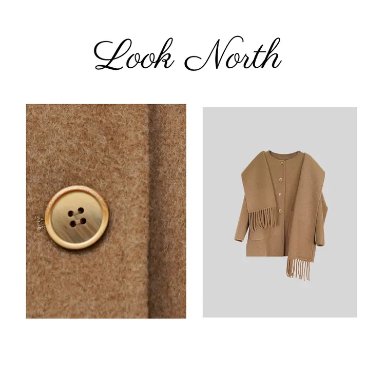 wlin服饰【伦敦掠影】10%羊驼毛大衣女冬季围巾短款双面毛呢外套