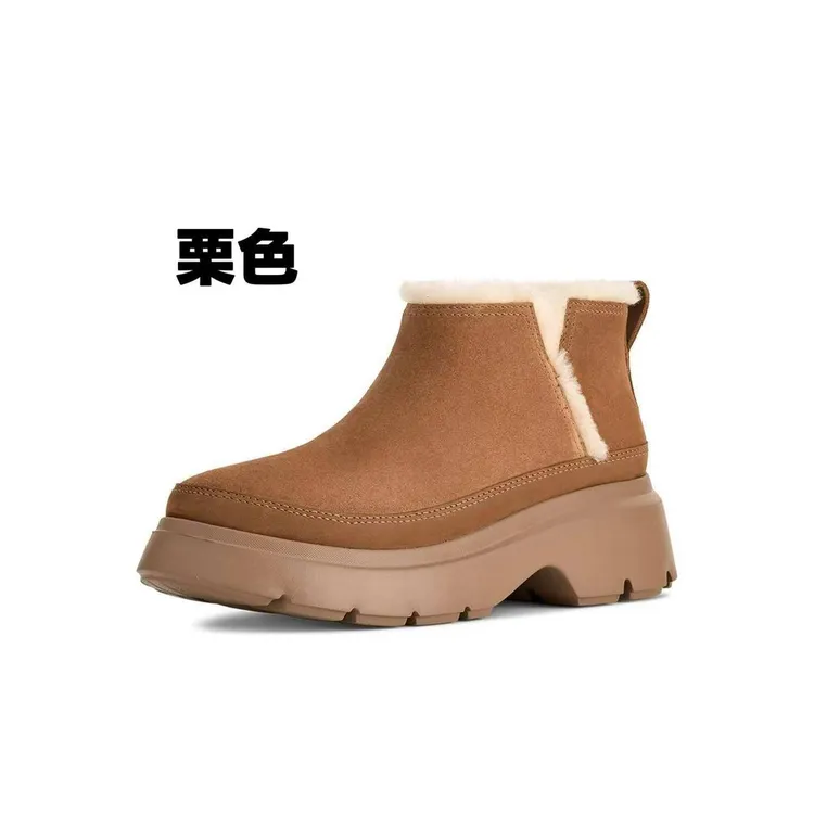 保暖时尚雪地靴女款毛毛短靴棉鞋厚底靴子冬季皮毛阔腿裤浅色短靴
