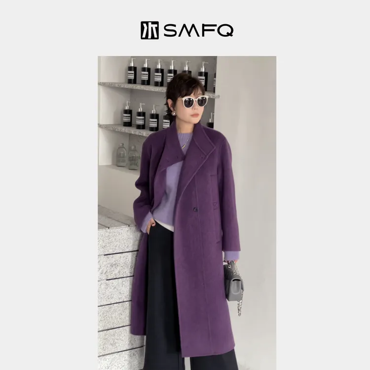 水木夫妻  “紫气东来”高品质澳毛骆驼绒 高奢显瘦大衣风衣女