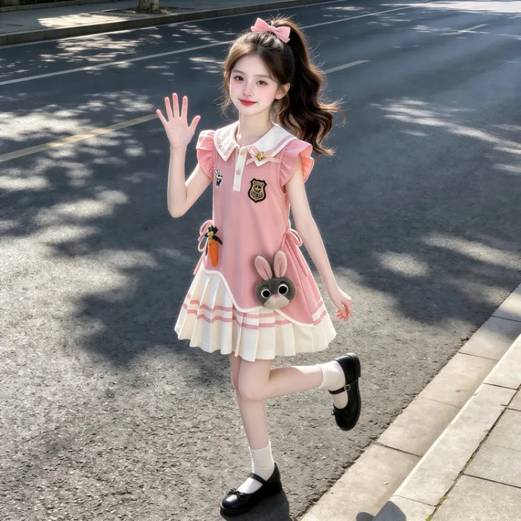 女童连衣裙夏季朱迪裙子2026新款女宝宝兔子警官洋气洛丽塔连衣裙