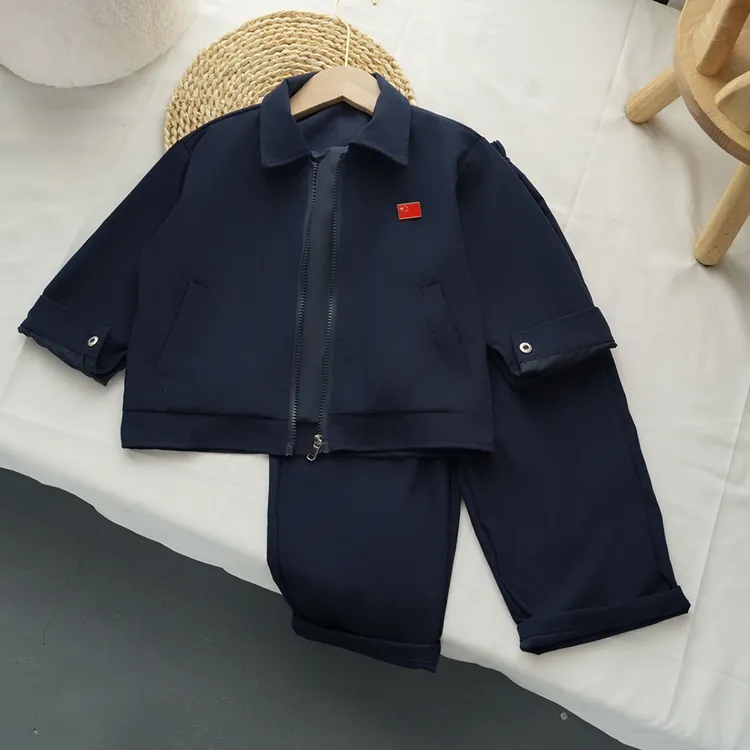 大礼儿同款2025童款行政夹克套装春秋季宝宝休闲透气翻领外套潮