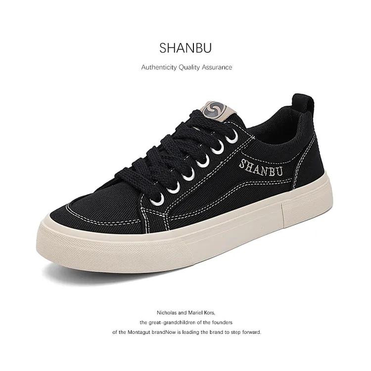 ShanBu/闪步25855秋季新款男鞋时尚设计日常休闲男士低帮系带板鞋