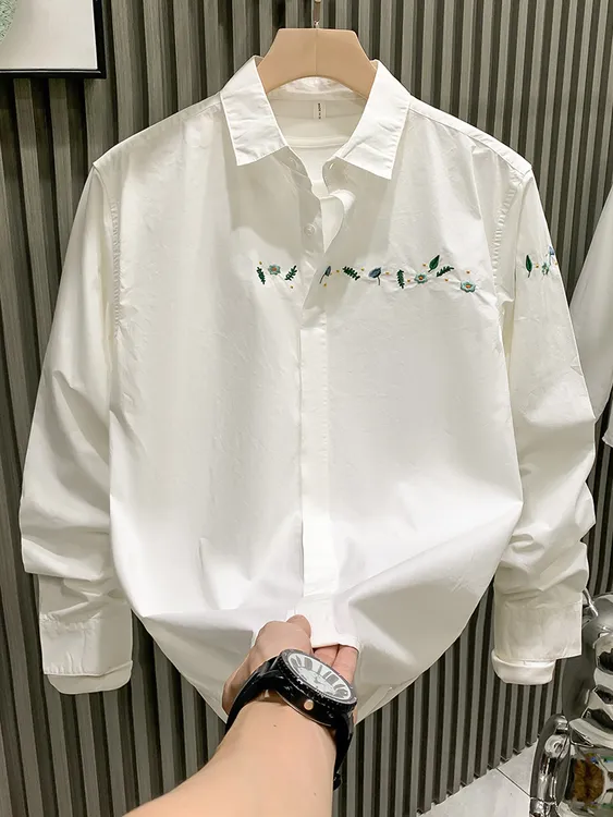 总裁潮牌春日衬衫长袖高级简约春秋衬衫慵懒废土风男装