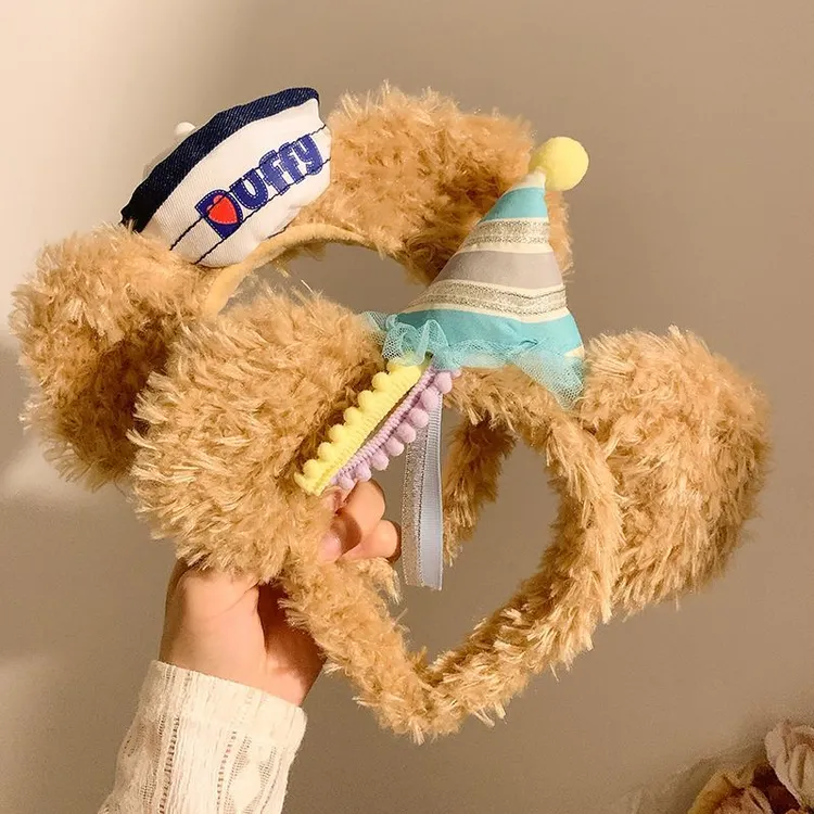 可爱小熊耳朵毛绒发箍女生日拍照游乐园卡通洗脸化妆头箍发卡发饰