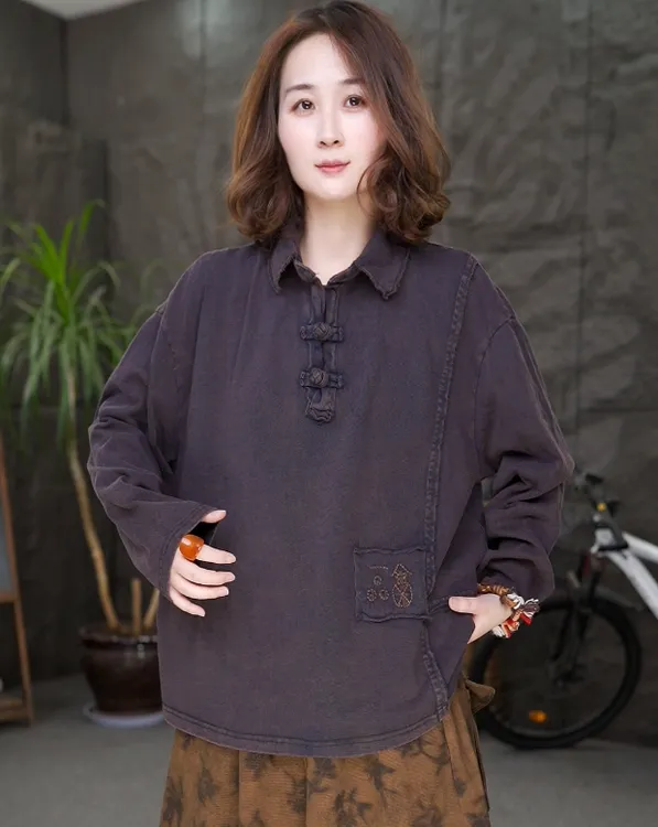 刺绣薄款厚款拼接POLO领长袖卫衣翻领复古秋季春季百搭宽松