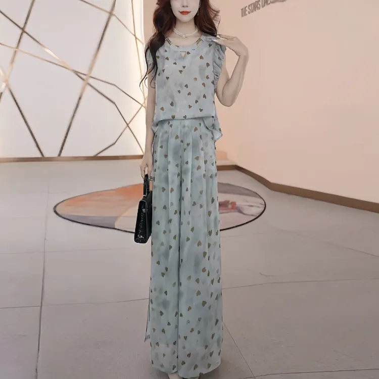 美曦时尚套装显瘦轻奢气质夏季两件套裤减龄宽松洋气多巴胺服装女