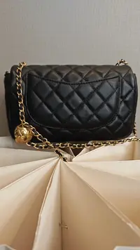 TOLEX2025新款经典手工金球方胖F时尚女包黑色