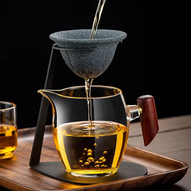 新款加厚防爆玻璃公道杯高端无孔茶漏茶水分离过滤器茶漏神器套组