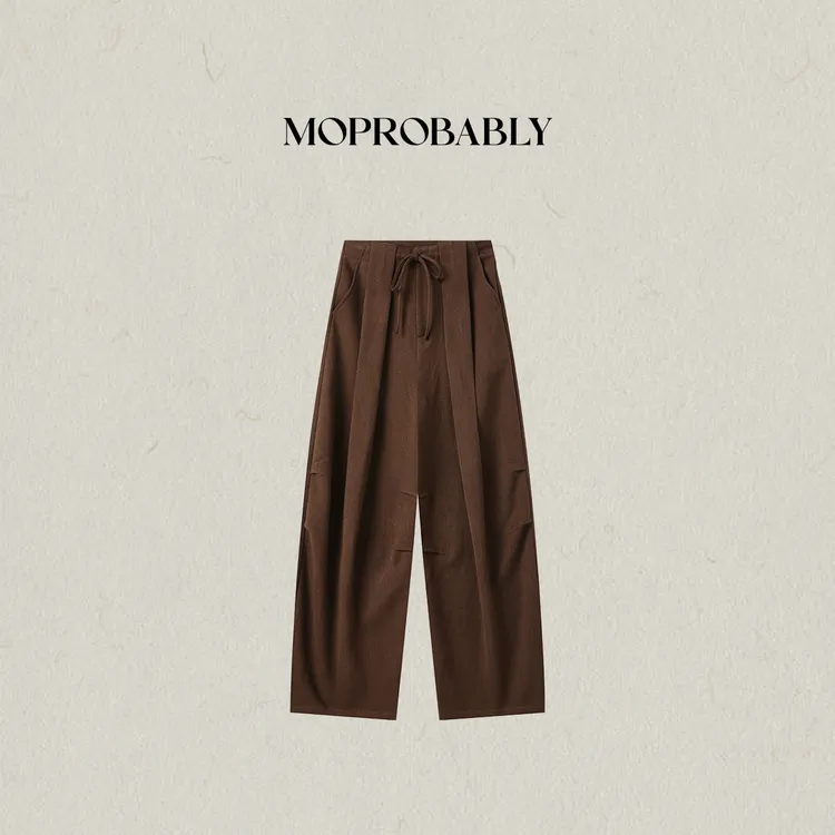 Moprobably李予诺「褶理」通勤风设计感褶皱西装休闲裤L5463036