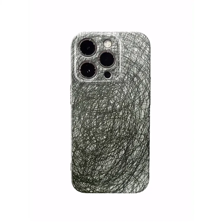 黑色涂鸦手机壳适用苹果14/华为/荣耀/OPPO/vivo/小米情侣插画