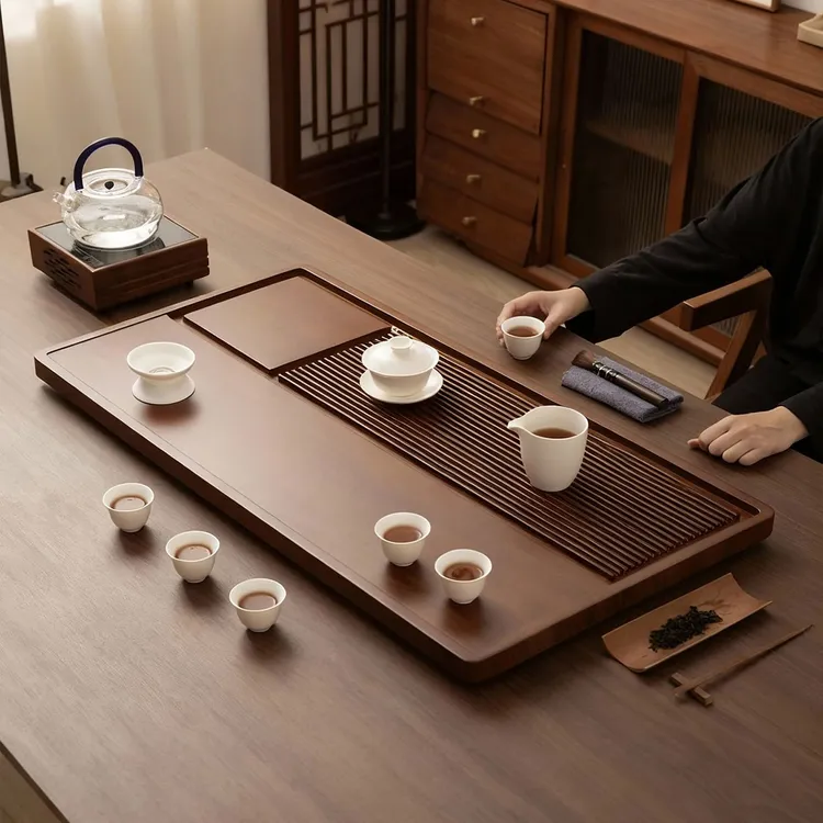 捷安玺茶盘家用2025新款茶台办公室排水茶具高端实木干泡台茶托盘