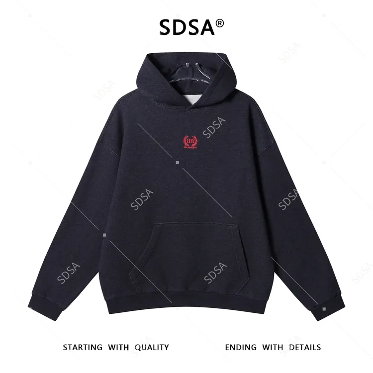 SDSA男士秋冬新款轻奢痞帅男装美式字母刺绣连帽卫衣潮牌网红款