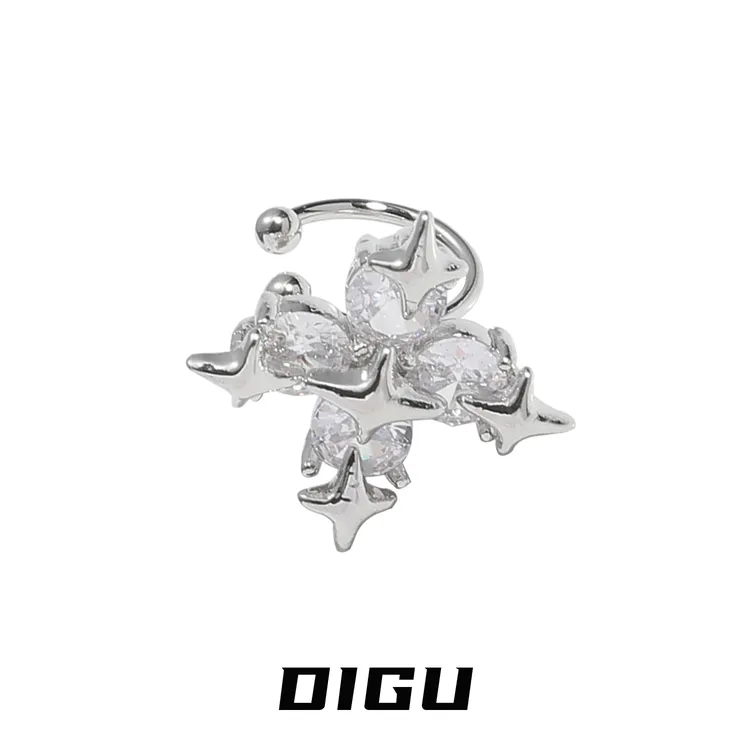 嘀咕家 铜合金合成锆石耳饰 气质星星耳夹甜酷风镶钻耳骨夹耳饰