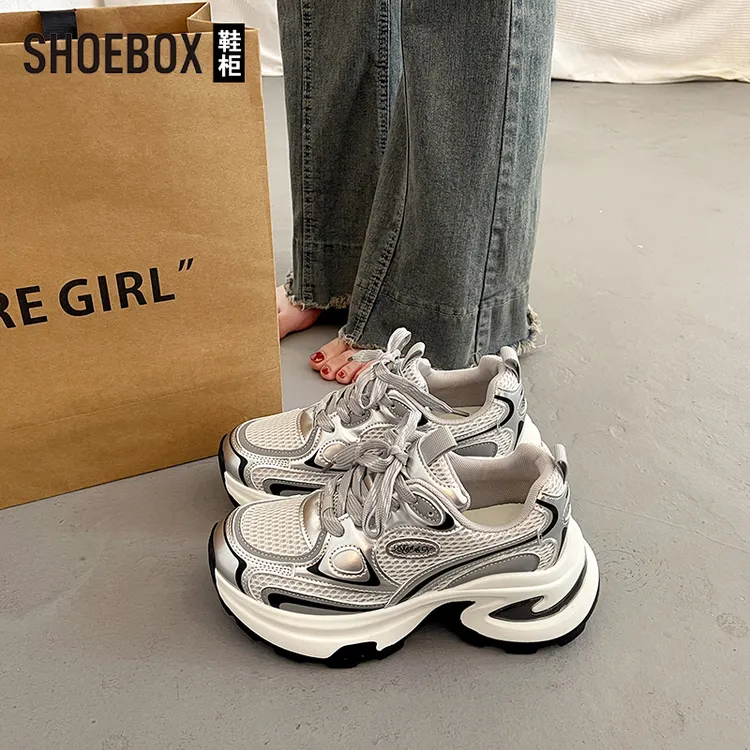 达芙妮集团旗下韩版厚底松糕老爹鞋女2025春秋炸街欧货运动休闲鞋