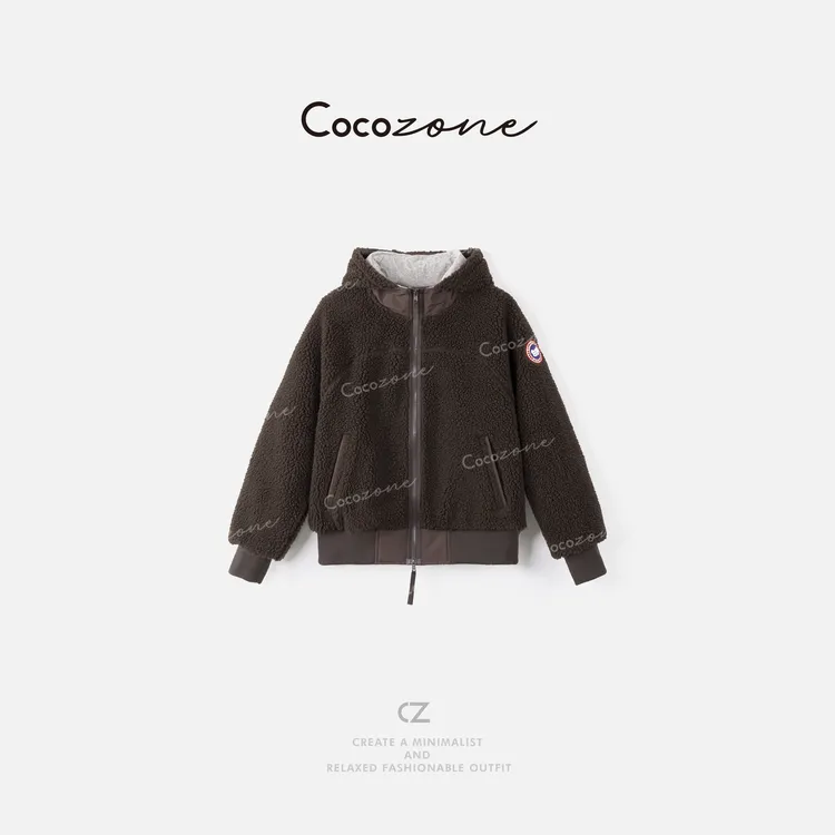 COCO ZONE 刘一一 ”回馈外套“绵羊毛混纺针织连帽外套CD1A1359