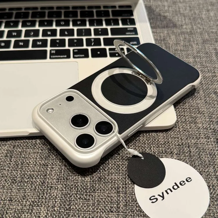 飞虎胜高档皮质无边框适用苹果17pro磁吸支架手机壳华为P70小米15