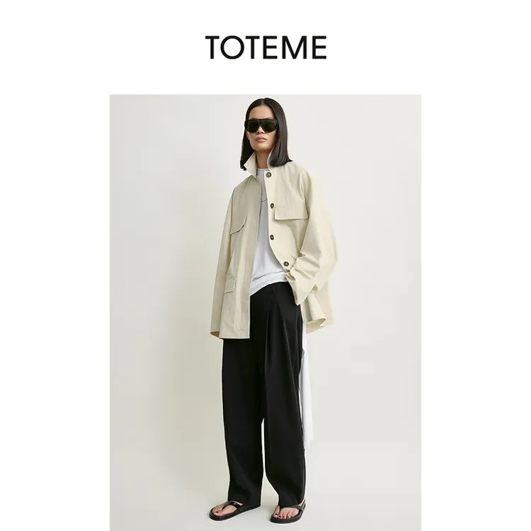 TOTEME女装 牡蛎色挺括休闲带领抽绳落肩夹克外套商品图
