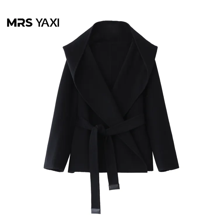 Mrsyaxi气质简约浴袍款纯羊绒大衣YX5090404