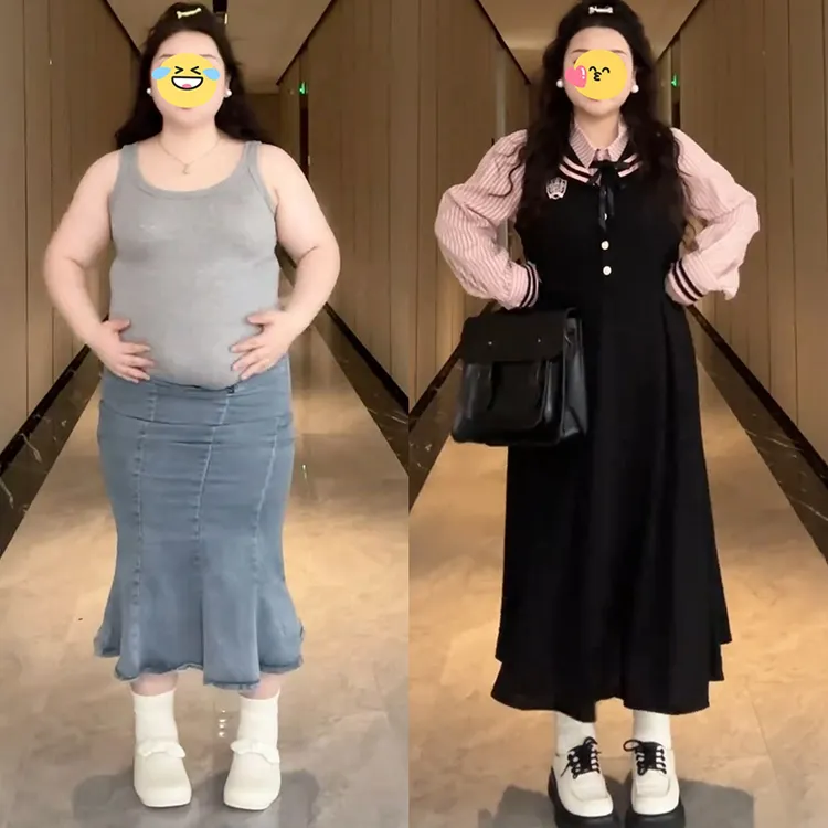 大码女装胖mm韩版学院风条纹衬衫连衣裙2025年秋季气质显瘦套装