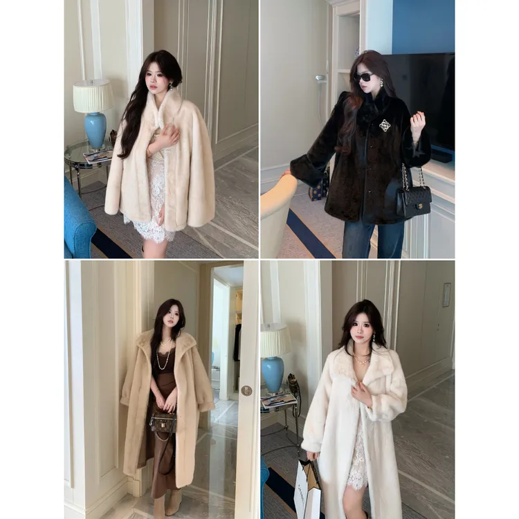 【机车少女2.0】微胖大码立领双版本大衣女冬宽松毛绒外套 不送胸针