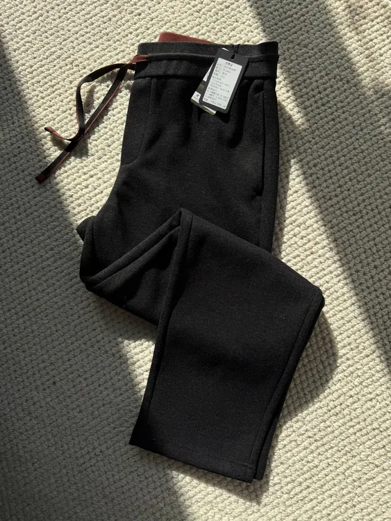 【255904】云柔感暖冬 醋酸蚕丝羊绒混纺撞色螺纹腰百搭修身休闲裤