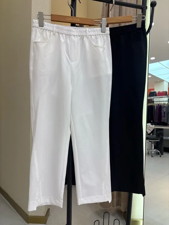 水淼2025夏季最新款薄款超弹力经典百搭小直筒女裤0484