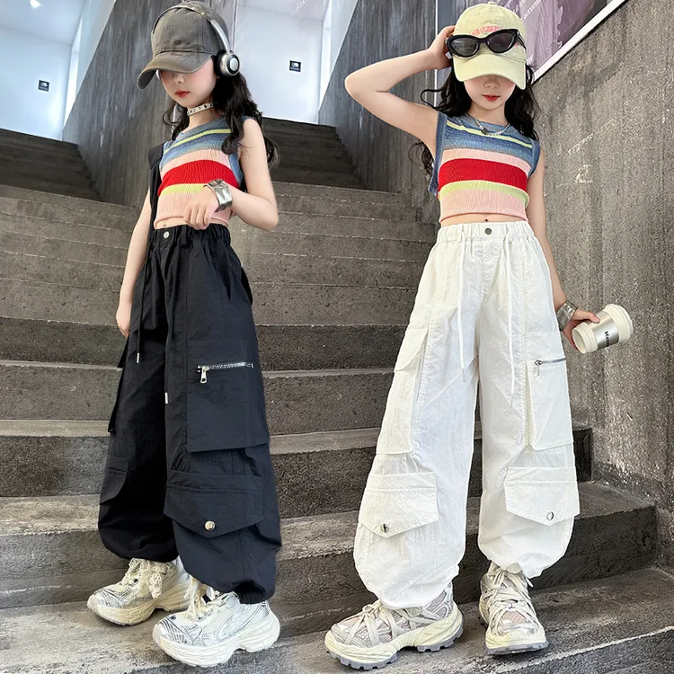 女童2025夏装背心轻薄工装裤两件套中大童洋气时尚个性休闲穿搭潮