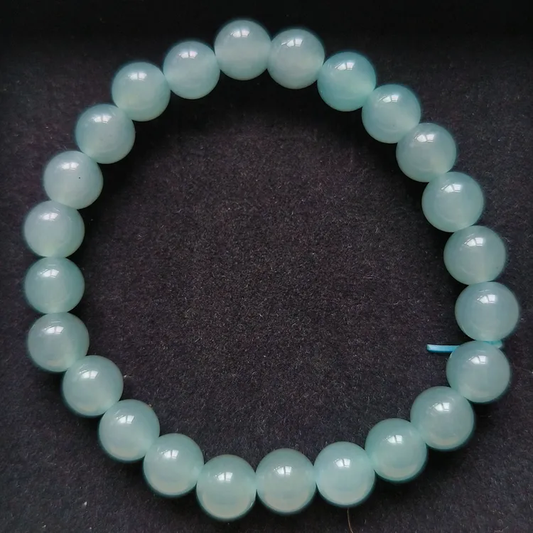 和田玉湖水蓝卡8手串